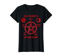 Pentagram Hecate Wheel Wicca Spirit Over Matter Witchcraft Value Graphic T-Shirt, Women, Black, M