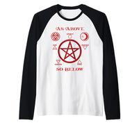 Pentagram Hecate Wheel Wicca Witchcraft Spirit Over Matter Raglan Baseball Tee