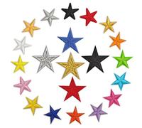 Pentagram Iron Sew On Patches Five Pointed Star Embroidered Patches Badge Small Big Star Applique Patch DIY Craft for Bags Shoes Hats Clothes Decor Multi-color