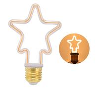 Pentagram Light Bulb, E27 Thread Socket LED Curved Filament Bulbs Retro Home Decoration for Party Home Festival