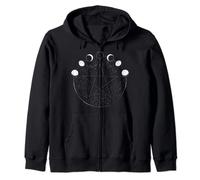 Pentagram Moon Phase Occult Pagan Wicca Gothic Clothing Zip Hoodie
