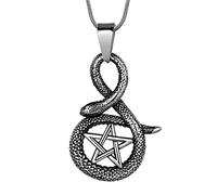 Pentagram Pentacle Wiccan Necklace -Star Satanic Pendant 316L Stainless Steel Traditional Seal of Solomon Tetragrammaton Eliphas Levi's Pentagra Wicca Punk Retro Jewelry, Cubic Zirconia