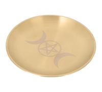 Pentagram Plate Copper round Decorative Tray for Ritual Use
