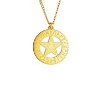 Pentagram Rune Necklace Stainless Steel Viking Rune Pentacle Amulet Pendant Necklace Nordic Viking Pentagram Jewelry Supernatural Necklace Men Vintage Jewelry Pagan Wiccan Necklace for Women