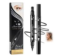 Pentagram Seal Eyeliner Pen with Star Stamp - Dual-Ended Liquid Liner for Precise Lines, Graphic Detail, Smudge-Resistant, Long-Wearing Eye Makeup Tool for Daily and Creative Looks