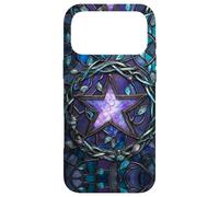 Pentagram Stained Art Effect Stain Art Purple Teal Witchy Case for iPhone 17 Pro Max