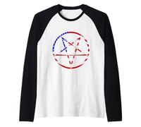 Pentagram Star American Flag Patriotic red White Blue Stars Raglan Baseball Tee