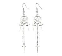 Pentagram Sword Earrings Silver Plated Hug Hoop Pendant Witch Jewelry Pagan Wikentaro Gothic Emo Women's Gift