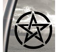 Pentagram Symbol Design - Window or Bumper Window Vinyl Cut Five Pointed Star Sticker-Black or White Self Adhesive Cut Wiccan Celtic Decal Sign for Car,Van,Truck,Bike,Motorcycle,Laptop,Computer (Black)