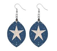 Pentagram Universe Wooden Earrings for Women, Vintage Elegant Wood Jewelry, Lightweight Earrings for Wedding, Party, Everyday Jewelry Gift, Love, Wood, wood