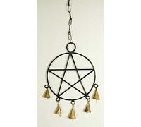 Pentagram Wind Chime with Bells Wiccan Pagan Decor Wall Hanging Pentacle Protection Occult