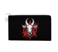 Pentagram with Demon Baphomet Satanic Goat Coin Purse Small Wallets with Zippered Key Ring Cute Wallet