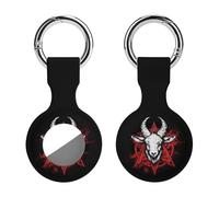 Pentagram with Demon Baphomet Satanic Goat Compatible with Airtag Locator Silicone Protective Case with Keychain 1PCS