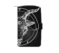 Pentagram with Demon Baphomet Satanic Goat Cute Long Wallets Large Capacity Wallet Buckle Handbag Blocking Clutch Handbag for Bill Cash Coin Card Key Purse