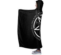 Pentagram With Demon Baphomet Satanic Goat Head Hooded Blanket Soft Plush Wearable Blanket Warm Hooded Robe Poncho Cape Wrap Bathrobe Sofa Sleeping Th