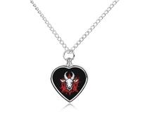 Pentagram with Demon Baphomet Satanic Goat Pet Urn Necklace Memorials Funerary Ashes Pendant Heart Silver for Dog Cat Lover