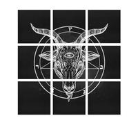 Pentagram with Demon Baphomet Satanic Goat Print Wall Art Framed Painting Canvas Artwork Decor For Living Room Bedroom