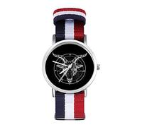 Pentagram with Demon Baphomet Satanic Goat Slim Men's Watch Quartz Bracelet Fashion For Women Sport Nylon Band Easy To Read