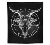 Pentagram with Demon Baphomet Satanic Goat Wall Tapestry Aesthetic Decorations Hanging Art Vintage Poster Blanket for Bedroom Living Room