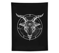 Pentagram with Demon Baphomet Satanic Goat Wall Tapestry Aesthetic Decorations Hanging Art Vintage Poster Blanket for Bedroom Living Room