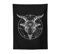 Pentagram with Demon Baphomet Satanic Goat Wall Tapestry Aesthetic Decorations Hanging Art Vintage Poster Blanket for Bedroom Living Room