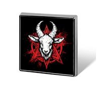 Pentagram with Satanic Goat Square Badge Pin Metal Memorial Brooch Button Lapel Pins for Backpack Wedding