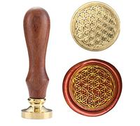 Pentagramtree Sacred Geometry Seal Wax Stamp (Flower of Life) - Copper Seals with Wooden Hilt - Red - 1" Diameter - 3.5" Length