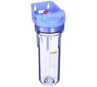 Pentair Pentek 158649 3G Slim Line Filter Housing, 1/2" NPT #10 Under Sink Clear Water Filter Housing, Integral Bracket Cap with Pressure Relief Button, 10 Inch, Blue/Clear