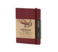 Pentalic Art Traveler Pocket Journal Sketch Book, 6" x 4", Burgundy