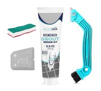PentaUSA Grout - Ready Mixed Tile Grout with Sponge, Rake and Floater, Reviver for Bathroom, Kitchen, Floor Tiles - 250 gr Bundle Set (Grey)