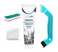 PentaUSA Grout - Ready Mixed Tile Grout with Sponge, Rake and Floater, Reviver for Bathroom, Kitchen, Floor Tiles - 250 gr Bundle Set (White)