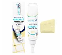 PentaUSA Tile Grout Repair Kit - 8.8 oz Cream Color Premix Grout Paint Tube with Applicator Spatula - Restore and Renew Tile Joints, Easy to Use, Fast Drying Odorless Formula (Cream 8.8oz - 250gr)
