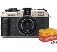 PENTAX 17 Compact Film Camera with Kodak Film - Pack of 10, Black,Silver/Grey