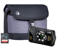 Pentax WG-8 20MP 5x Zoom Tough Compact Camera - Black (Camera + 64GB SD Card + Case)