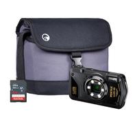 Pentax WG-8 20MP 5x Zoom Tough Compact Camera - Black (Camera + 64GB SD Card + Case)