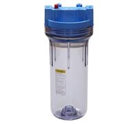 Pentek PR Traditional Standard, 3/4" NPT Clear Water Filter Housing with Mounting Bracket Cap and Pressure Relief Button, 10-Inch, Blue, Polypropylene