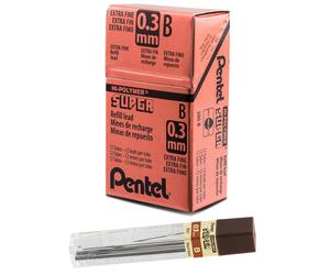 Pentel 0.3 mm B Refill Lead (Pack of 12 Tubes, 12 Leads per Tube)