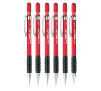 Pentel 0.3mm (A313-B) Red 120 DX Automatic Mechanical Pencil Refillable Lead Capped Metal Clip Rubber Grip (Pack Of 6)