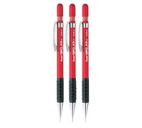 Pentel 0.3mm (A313-B) Red 120 DX Automatic Mechanical Pencil Refillable Lead Capped Metal Clip Rubber Grip (Pack Of 3)