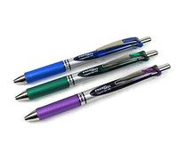 Pentel 0.7mm Energel-Xm Retractable Gel Roller Pens - Assorted (Blue, Green & Violet) pack of 3