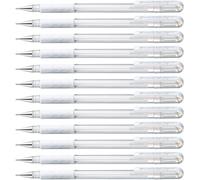 Pentel 0.8 mm Tip Hybrid Pastel Ink Gel Grip Pen - White (Pack of 12 Pens), K11