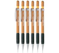 Pentel 0.9mm (A37-Y) Yellow 120 DX Automatic Mechanical Pencil Refillable Lead Capped Metal Clip Rubber Grip (Pack Of 6)