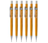 Pentel 0.9mm (P209) Yellow P200 Series Automatic Mechanical Draughting Pencil Refillable Lead Eraser P209-G (Pack Of 6)