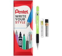 Pentel 120 Series Automatic Mechanical Pencil A315 + 12 HB Refill Leads + Tube of Eraser Refills - In Envelope Gift Packaging (Light Green, 0.5mm)