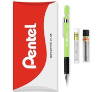 Pentel 120 Series Automatic Mechanical Pencil A315 + 12 HB Refill Leads + Tube of Eraser Refills - In Pillow Packaging (Light Green, 0.5mm)
