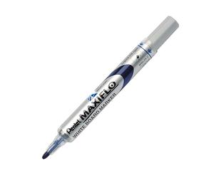 Pentel 4.0mm Tip Maxiflo White Board Liquid Ink Marker with Unique Push Button Ink Revival - Blue