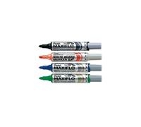 Pentel 6.0mm Bullet Tip Wallet 4 Maxiflo White Board Marker Liquid Ink Marker - Black/Red/Blue/Green