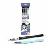 Pentel Arts Color Water Brush Box Set, Black/Grey/Sepia/Aquash (GFLFRHBP)