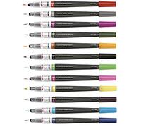 Pentel Arts Colour Brush Pen Set - Nylon Tip - Refillable - 12 Assorted Colours
