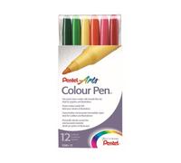 PENTEL Arts Colouring Pens - Assorted Colours (Pack of 12) - NEW